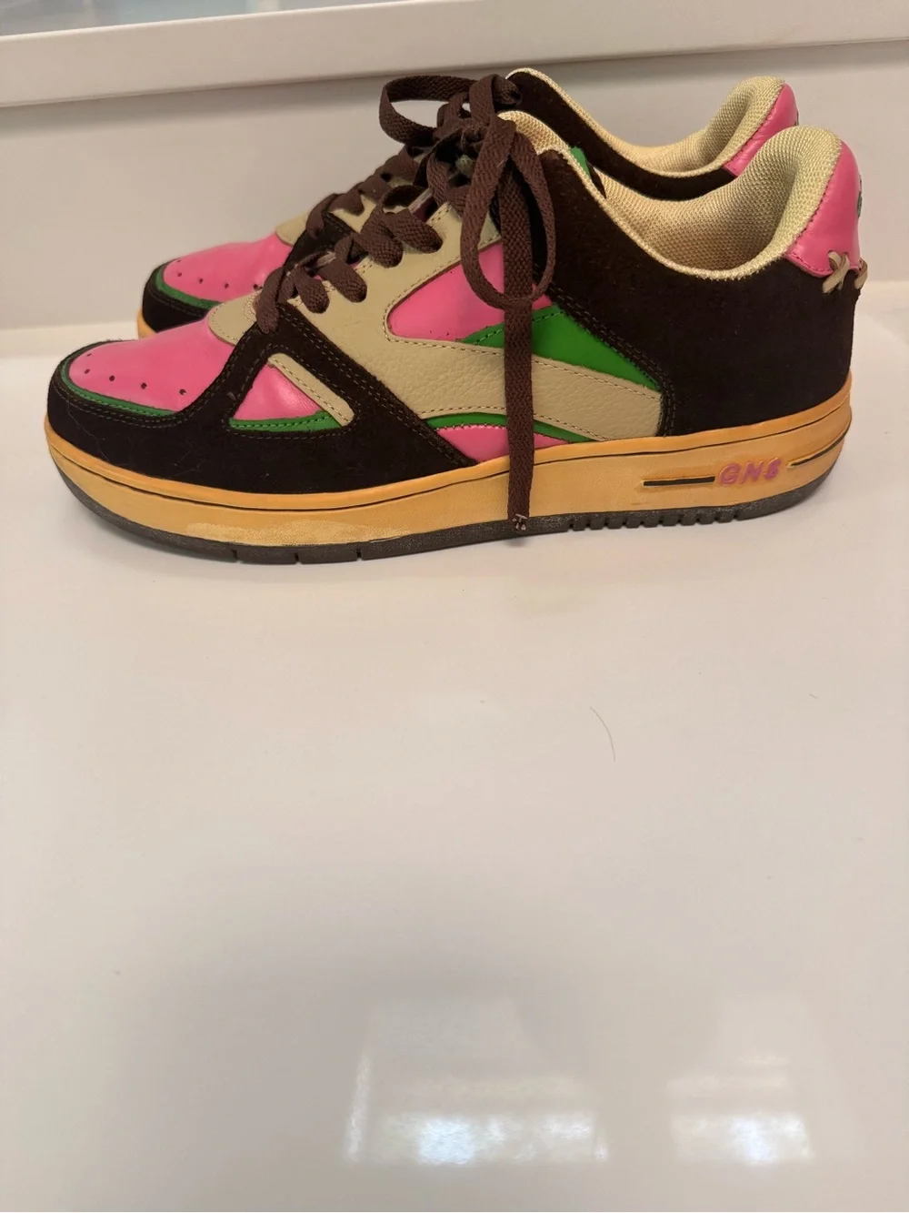 Rare Greedy Genius Phantom Sneakers Pink Brown Green Y2K Mens 10.5